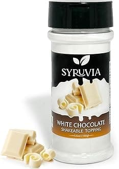 Syruvia White Chocolate Shakable Coffee Topping - 5.5 oz Coffee Sprinkles. Great for Oatmeal, Milkshakes, Smoothies, Ice Cream, Dessert Topping, and More.