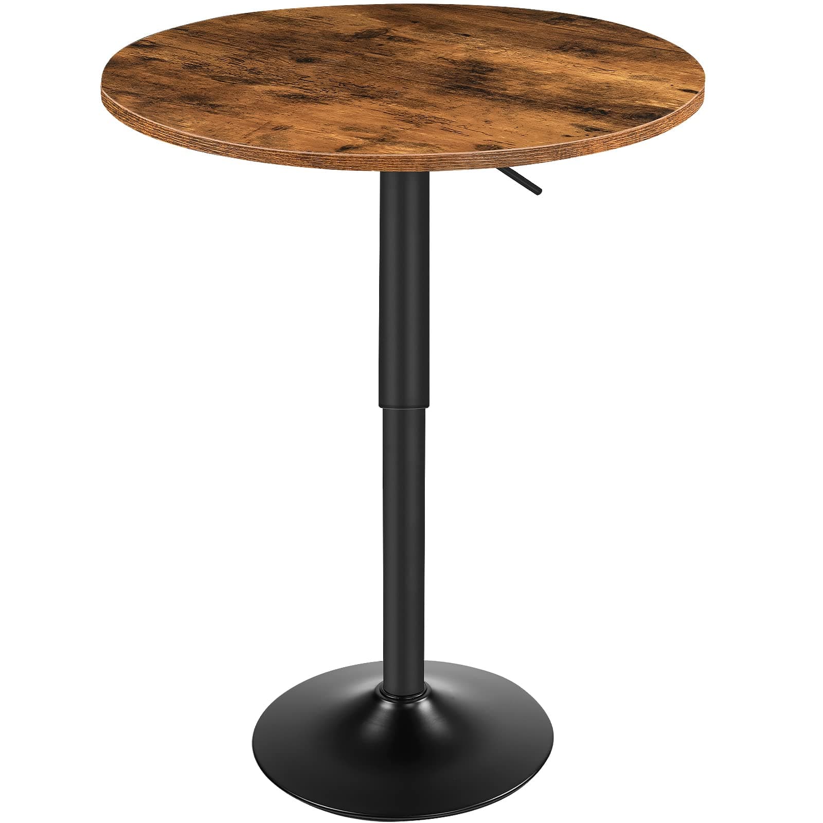 Bar Table, Height-Adjustable Round Pub Table 27-35.4 Inches with Sturdy Base, Modern Style, Easy to Assemble, Suitable for Small Space, Rustic and Black BF58BT01G1
