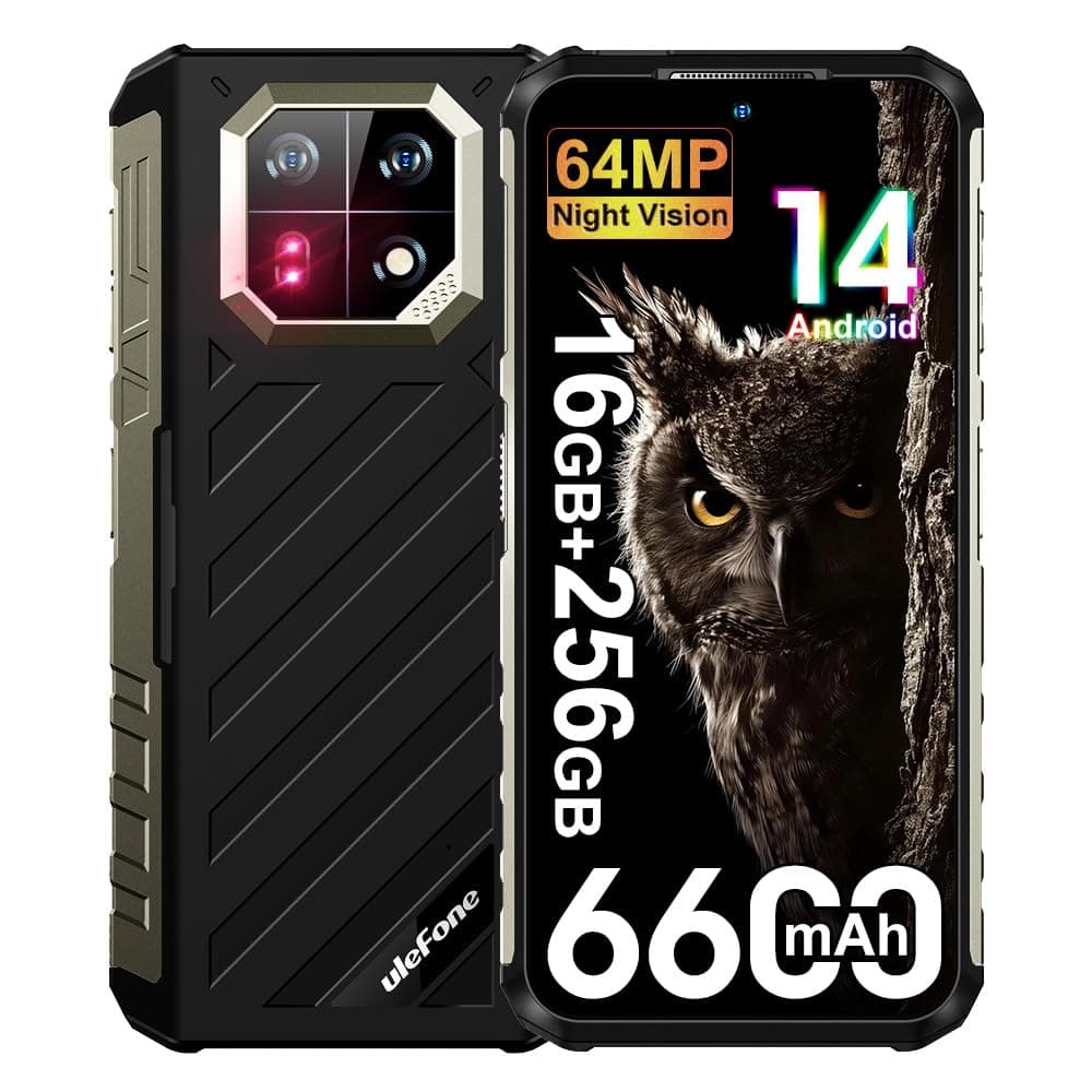 Armor 22 Pro 256GB Unlocked Rugged Smartphone, MTK G96 Android 14 Cell Phone, 64MP+64MP Night Vision Camera, 6.58" FHD+, 6600mAh 33W, Dual SIM 4G Rugged Phone Unlocked, NFC GPS OTG FM, Black