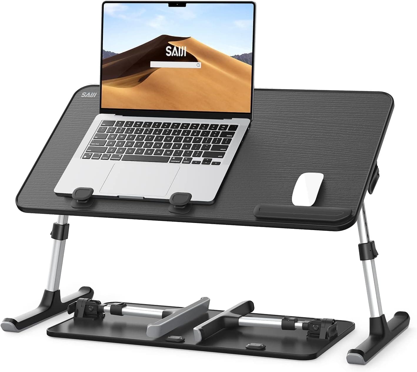Height & Angle Adjustable Laptop Stand for Bed, Lap Desk Bed Tray Table, Light Weight Foldable Portable Laptop Table for Couch Sofa Chair Floor Desk for Adults, Kids (52*30cm Black)