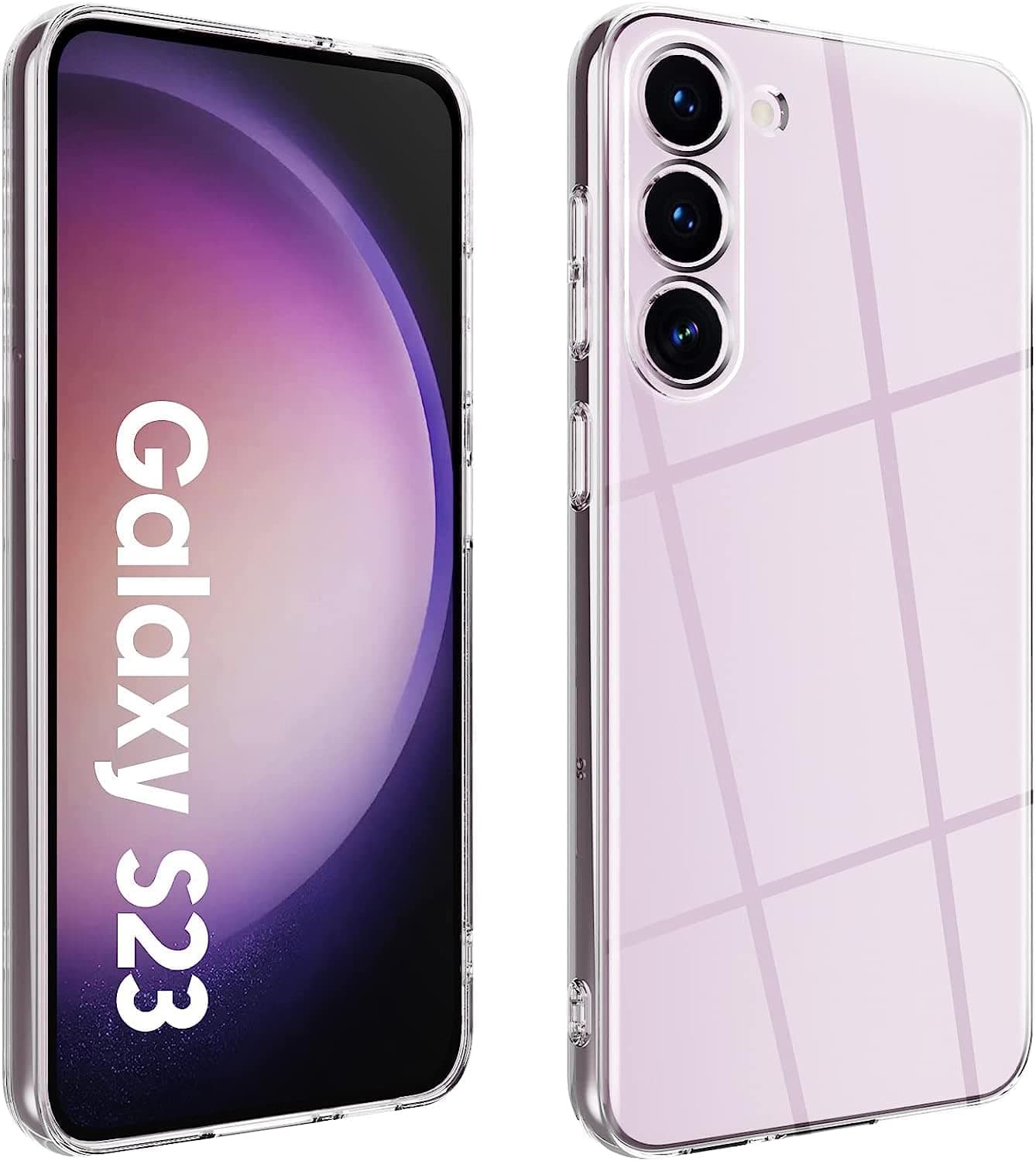 Silicone Samsung Back Cover Case, Scratch Resistant Protective Crystal Clear Transparent Shock Proof Bumper Back Cover Case for Samsung Galaxy S23 5G-Transparent