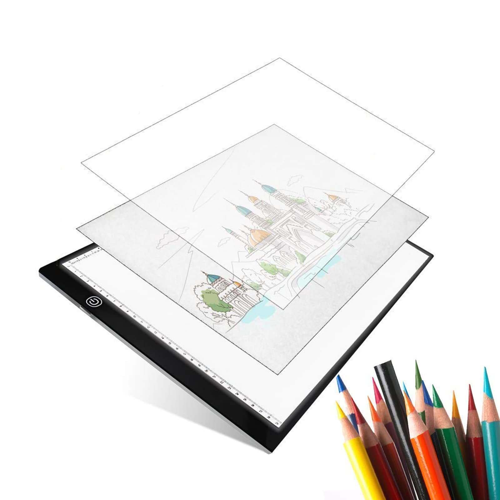 UKON A4 LED Light Box Drawing Light Pad Art Tracing Xray Light Board for Tracer Kids Artists Diamond Painting with Dimmable Brightness for Embroidery Sketching Animation Stenciling (Old Version)