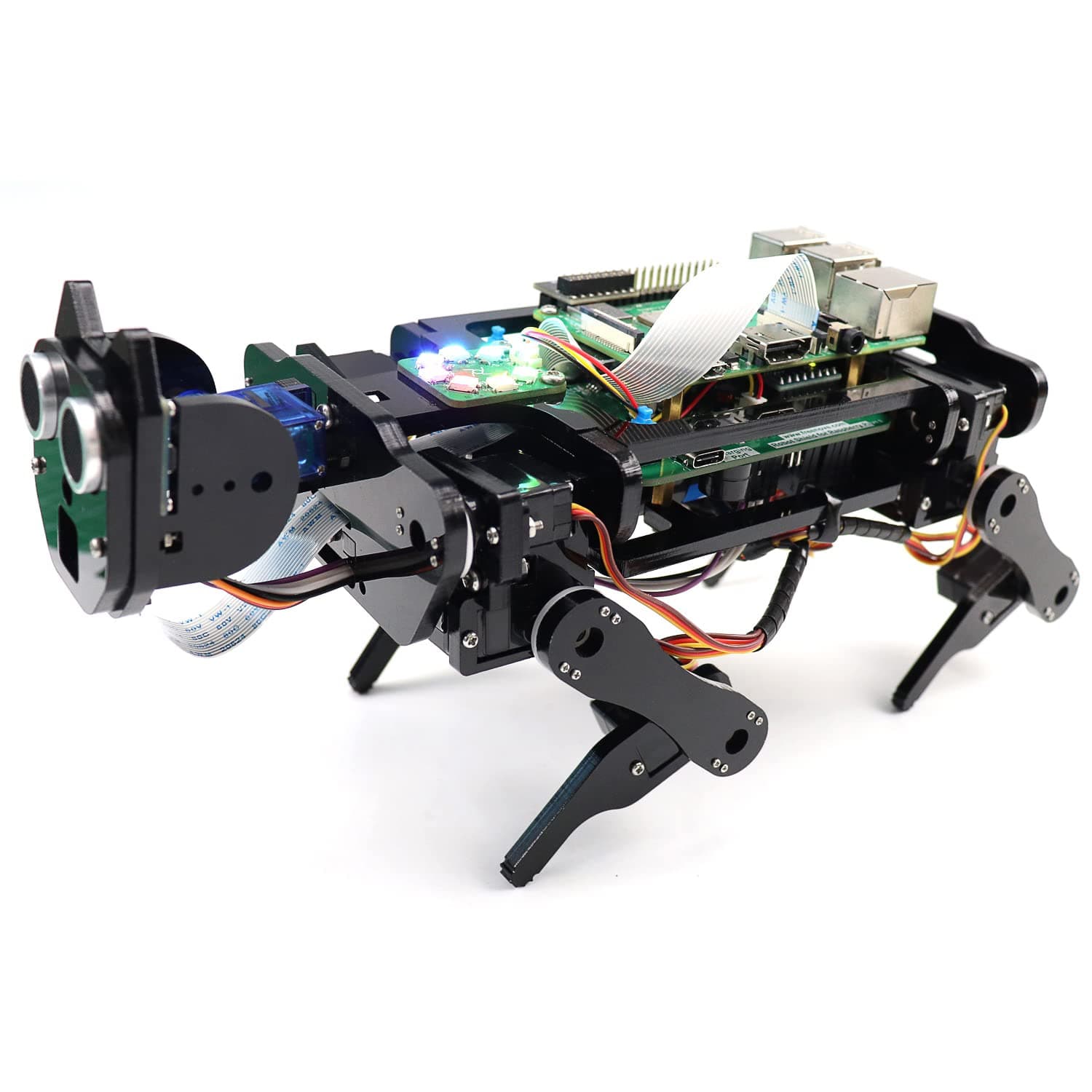 Robot Dog Kit for Raspberry Pi 5 4 B 3 B+ Zero 2 W, Walking, Self Balancing, Face Recognition, Ball Tracing, Ultrasonic Ranging, App Control, Camera, Servo (Raspberry Pi NOT Included)