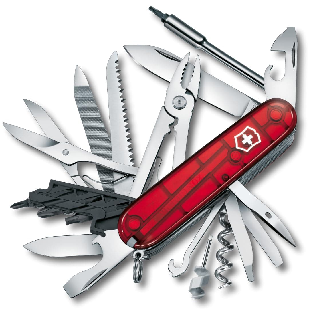Cyber Tool L Swiss Army Knife, Medium, Multi Tool, 39 Functions, Blade, Bits, Pen, Red