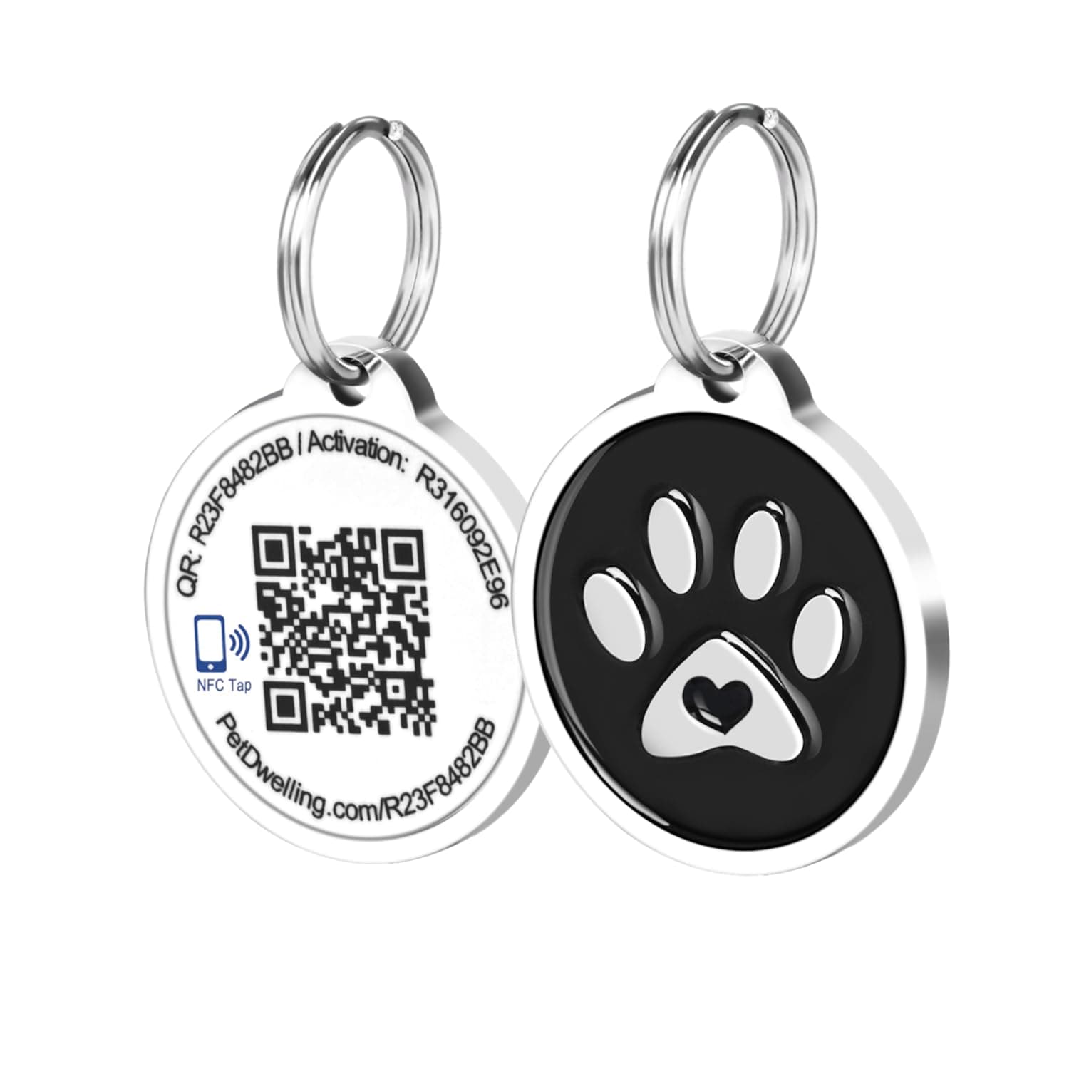 Pet Dwelling Smart Touch QR Code/NFC ID Tag Links to Free Online Profile w/Scanned GPS Location Stamp