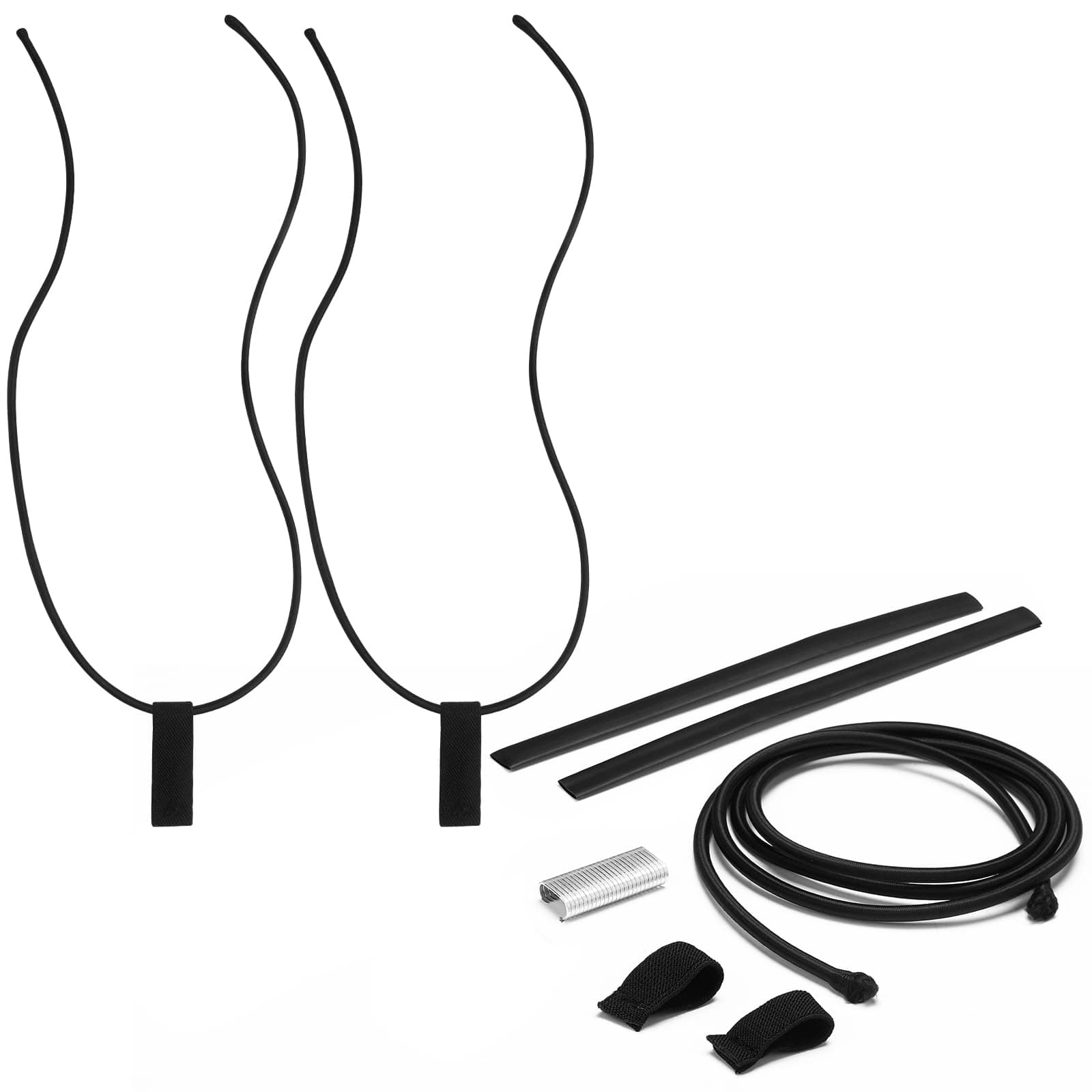 Arrowbash 2 Pcs Replacement Wakeboard Tower Rack Bungee Cords with Pull Tab Black Elastic Bungee Shock Rope Wakeboard Tower Rack Parts Fits Wakeboard, Wakesurf, Surfboard, Ski, Kneeboard