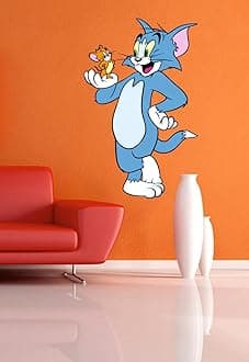Decals Creation Simple Tom Hand with Jarry Wall Sticker for Living Room, Kids Room, Pooja Room (Size - 40CM X 65CM)