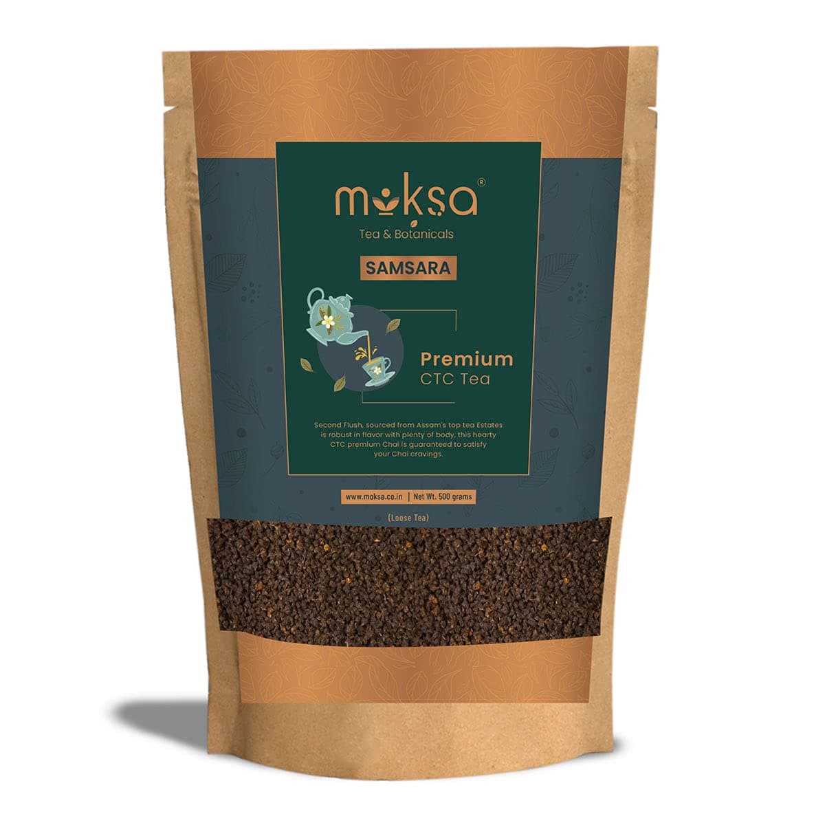 Moksa Premium CTC Tea - 500 gm ( makes 250 Cups ) Second Flush | Natural Assam Loose Leaves Chai Patti | Kadak Chai | Black Tea | Rich in Antioxidants & Vitamins
