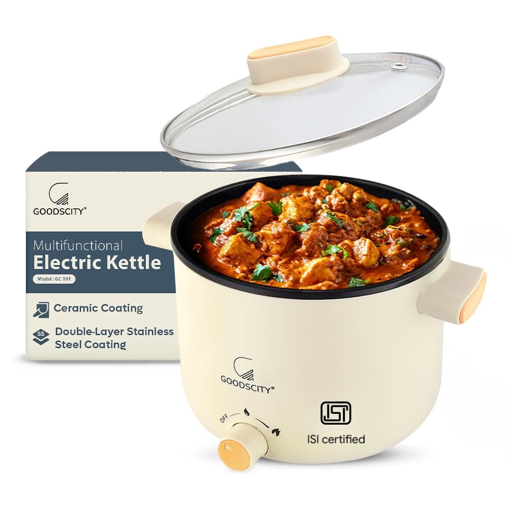 - Multipurpose Electric Kettle with Ceramic Coating 1.2L| Multi Cooker Kettle Boil, Steam, Fry, Saute|Multi Cook for Water, Egg, Tea,Soup,Coffee,Babyfood| Hostel,Travelling| 600W|1Year Waranty