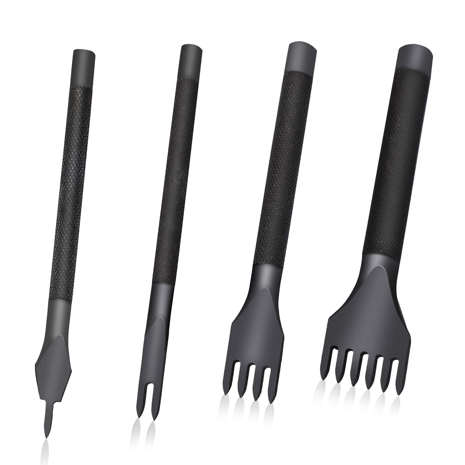 4 Pcs Leather Stitching Punch Leather Craft Tool Hole Punches 1/2/4/6 Prong Punch Lacing Stitching Punch Tool for Craft(3mm)