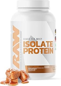 RAW Whey Isolate Protein Powder, Salted Caramel - 100% Grass-Fed Sports Nutrition Whey Protein Powder for Muscle Growth & Recovery - Low-Fat, Low Carb, Naturally Flavored & Sweetened - 25 Servings