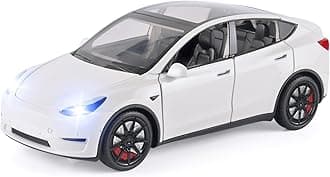 OANMYJJO Toy Car Model Y 1/24 Scale White Zinc Alloy Die-Cast Metal Model with Light and Music, Suitable for Children 3 Years and Up as a Gift