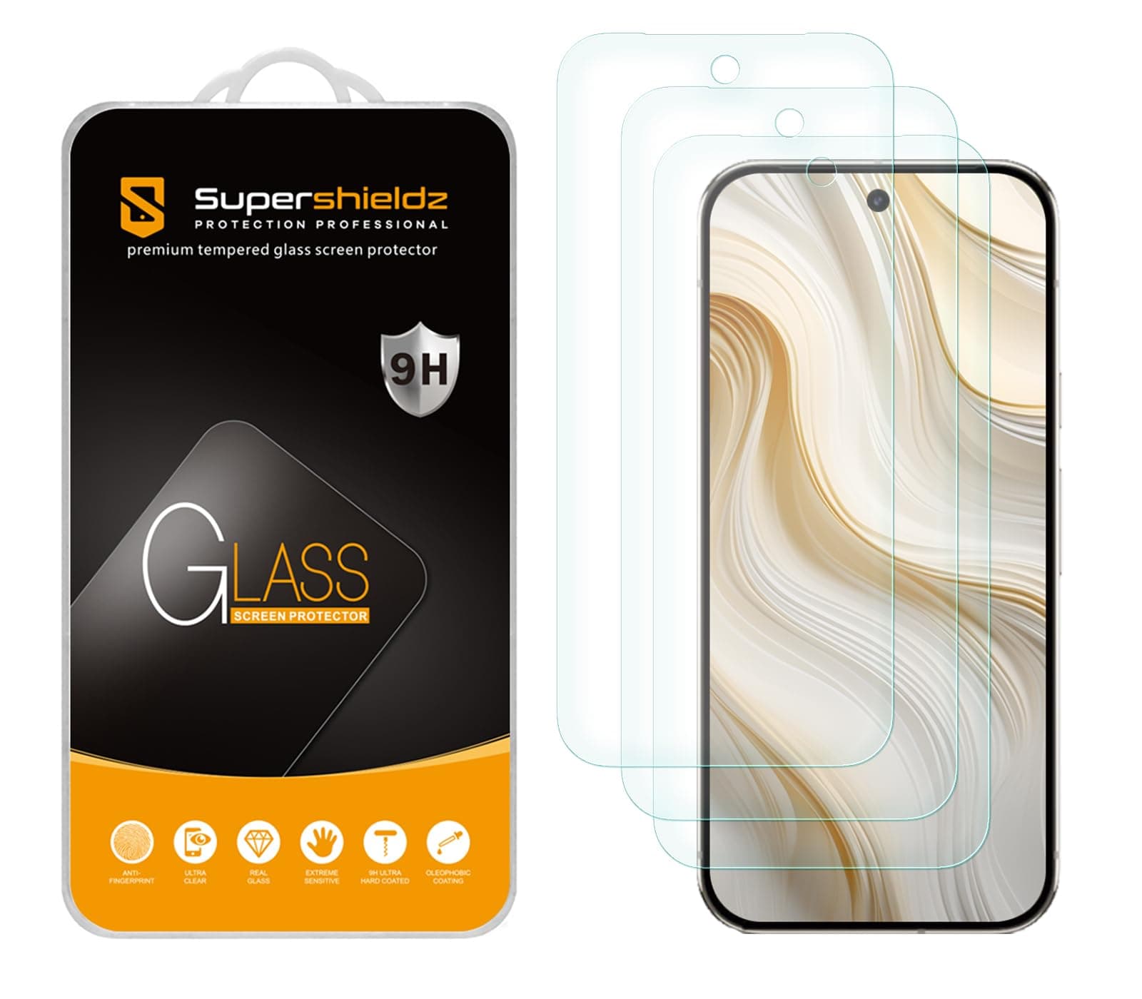 (3 Pack) Designed for Google Pixel 9a Tempered Glass Screen Protector, Anti Scratch, Bubble Free