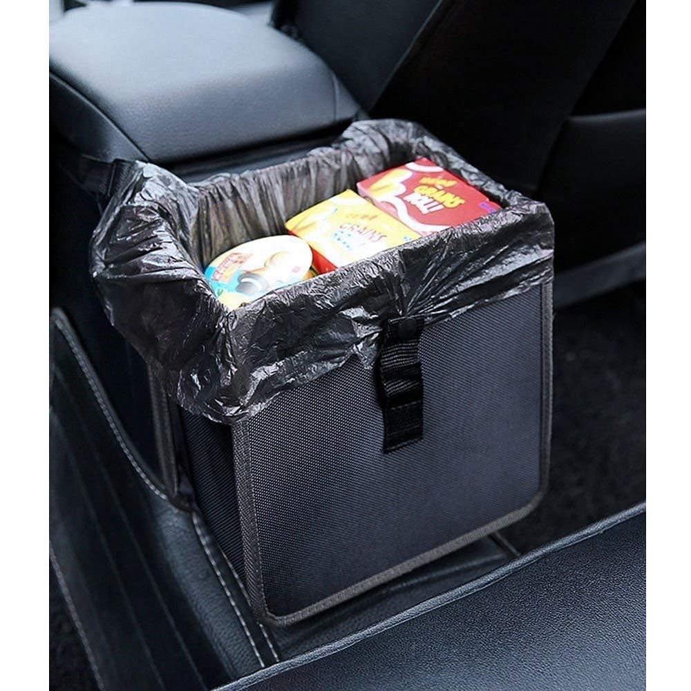 Foldable Hanging Car Trash Can - Large Capacity Waterproof Garbage Bag, Leakproof Storage Organizer for Camping, Interior Accessories (Black)