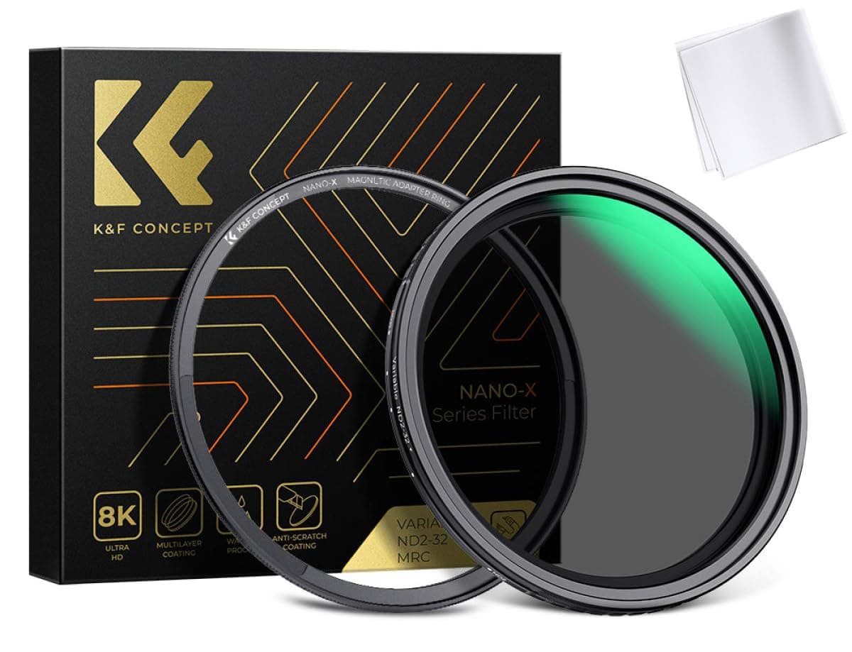 K&F Concept Magnetic Variable ND2-ND32 Lens Filter (1-5 Stop) | Magnetic 1 Second Swap Variable ND Filter | NO X Spot | Water & Dust Proof Coating | 28 Multi-Layer Coatings | Nano X Series - 82mm
