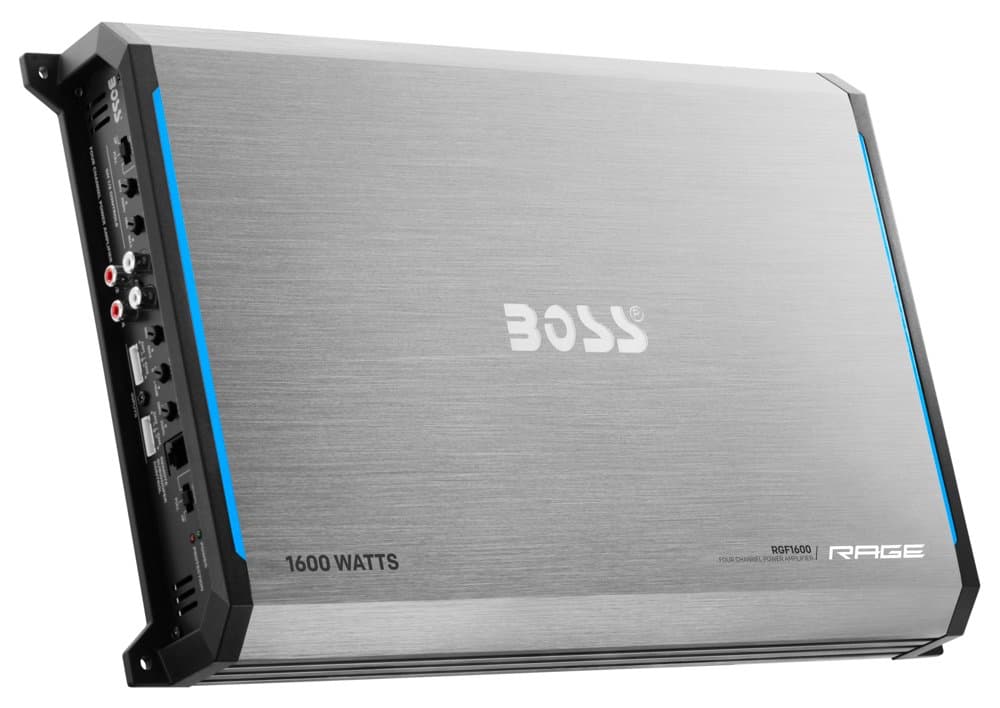 BOSS Audio Systems RGF1600 Rage 1600-Watt Full Range, Class AB 2 to 8 Ohm Stable 4 Channel Amplifier with Remote Subwoofer Level Control