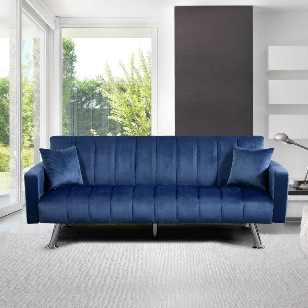 Danube Home Glam Fabric Sofa Bed I Modern Design Two Seat Sofas I Comfortable Living Room Furniture L 185 x W 81 x H 77 cm - Navy