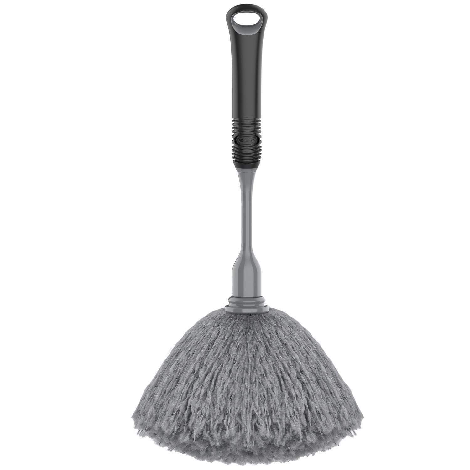 MR.SIGA Microfiber Delicate Duster, Comfortable Non slip Handle, Detachable Washable Duster Head, Grey & Black