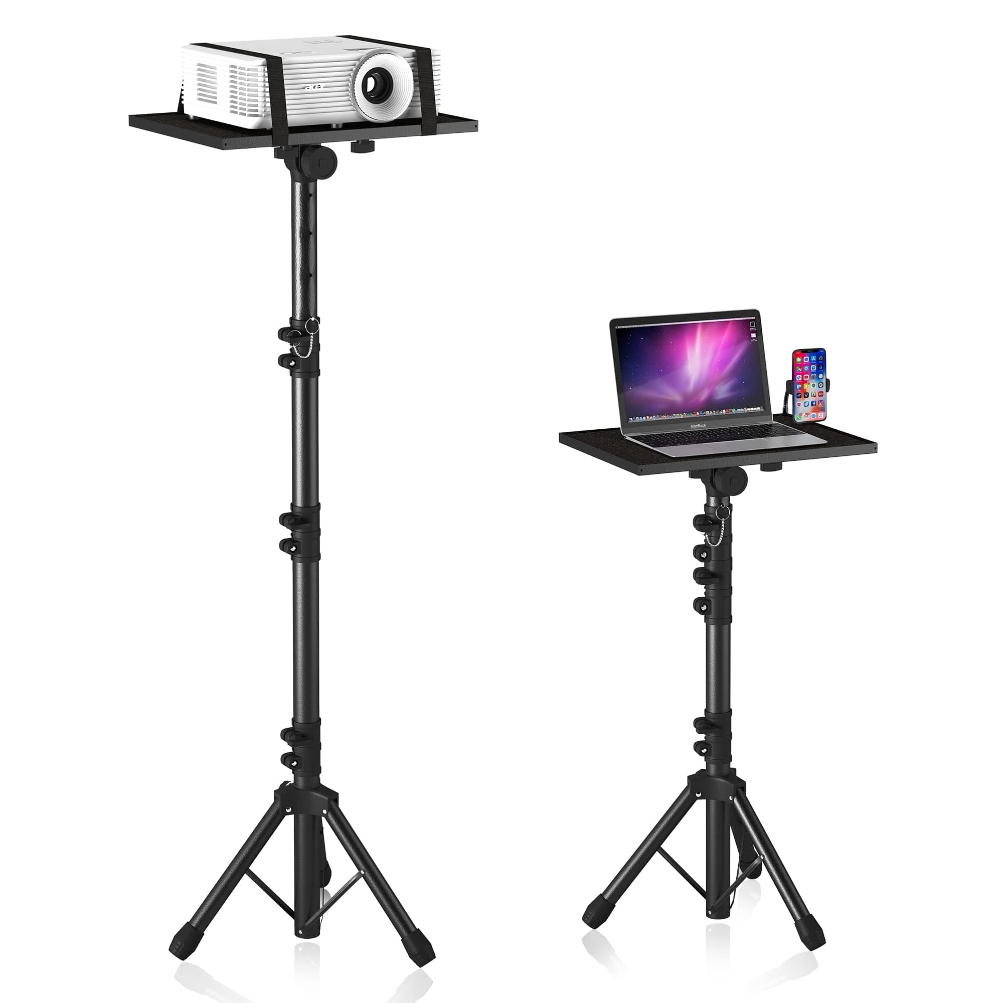 Projector Stand Tripod Adjustable, Laptop Height from 23.5 to 63.5 inches with Gooseneck Phone Holder, Floor for Office, Home, Stage, Studio, DJ Racks Holder Mount, 23.5inch-63.5inch