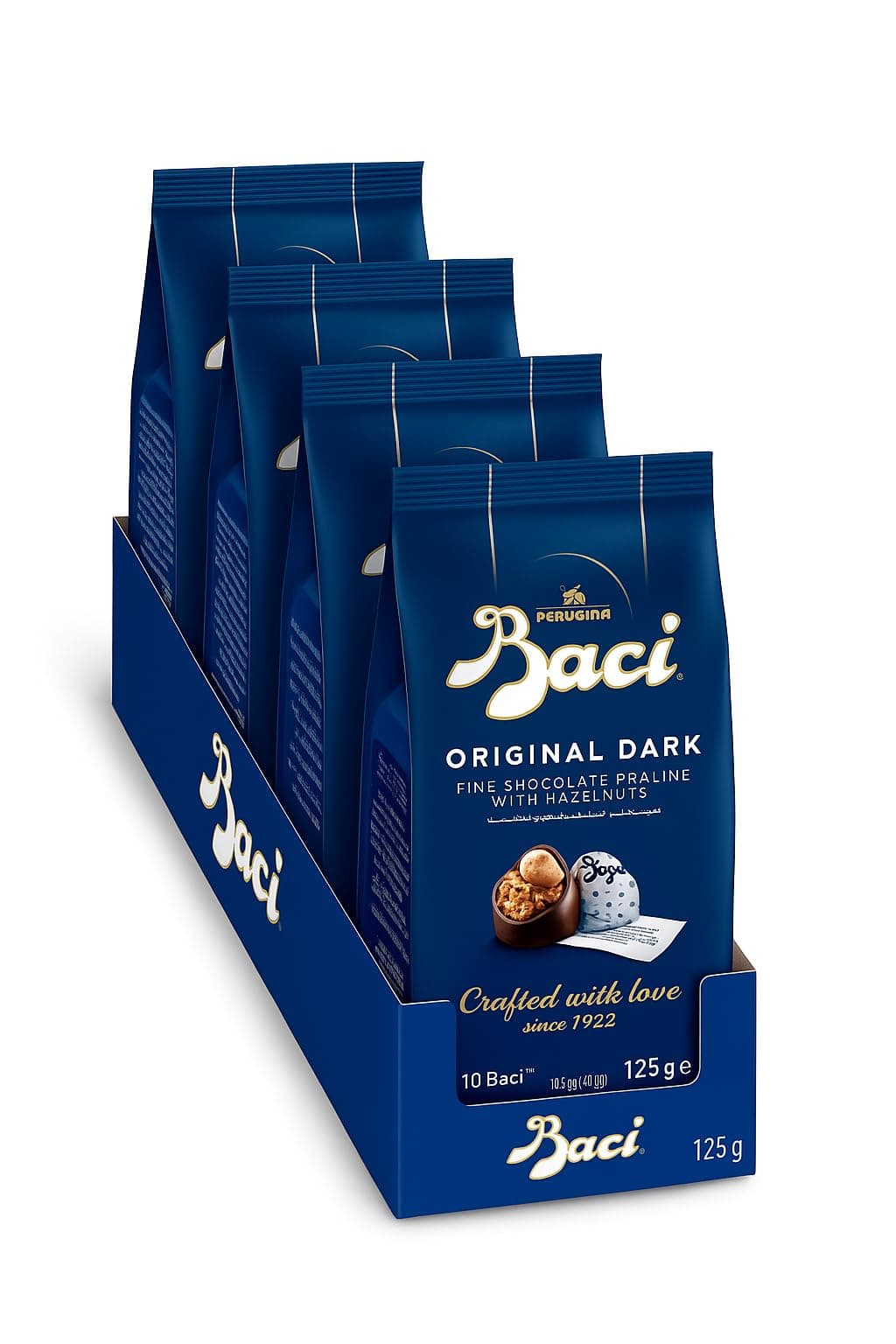 Baci Original Dark | Fine Dark Chocolate Truffle with Hazelnuts | 4.4oz each Bag - Pack of 4