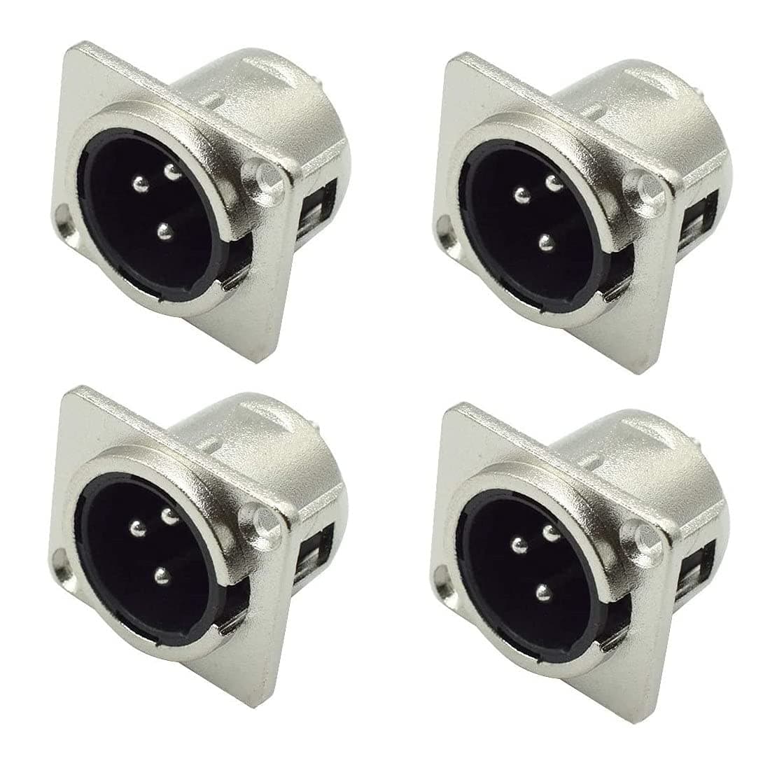 XLR Male Jack 3 Pin - Panel Mount Jacks D Series Size XLR-M Socket Audio Speaker Microphone Connector 4 Pack