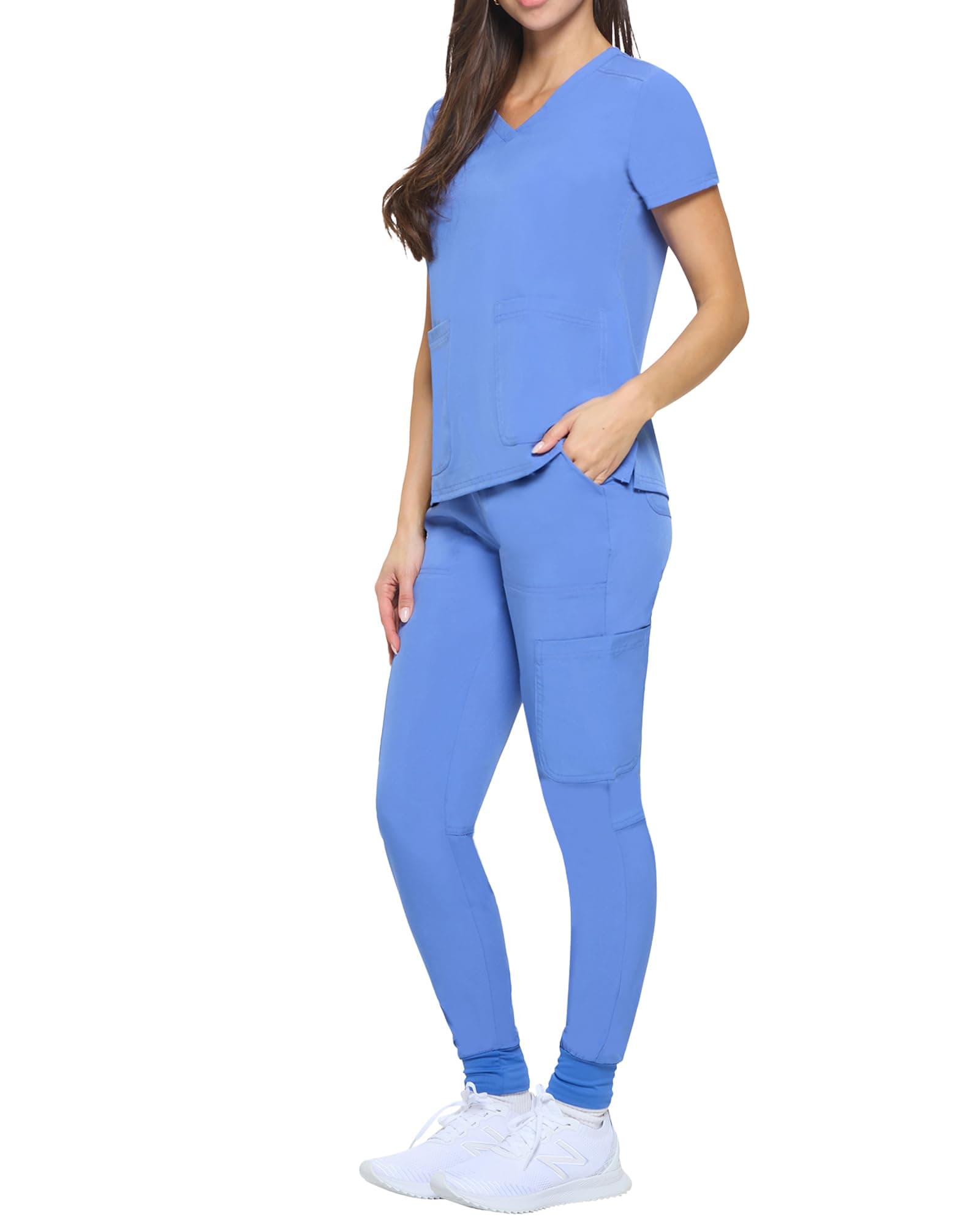 Natural Uniforms Womens Essential Cool Stretch Jogger Scrub Set with Regular and Petite Sizes