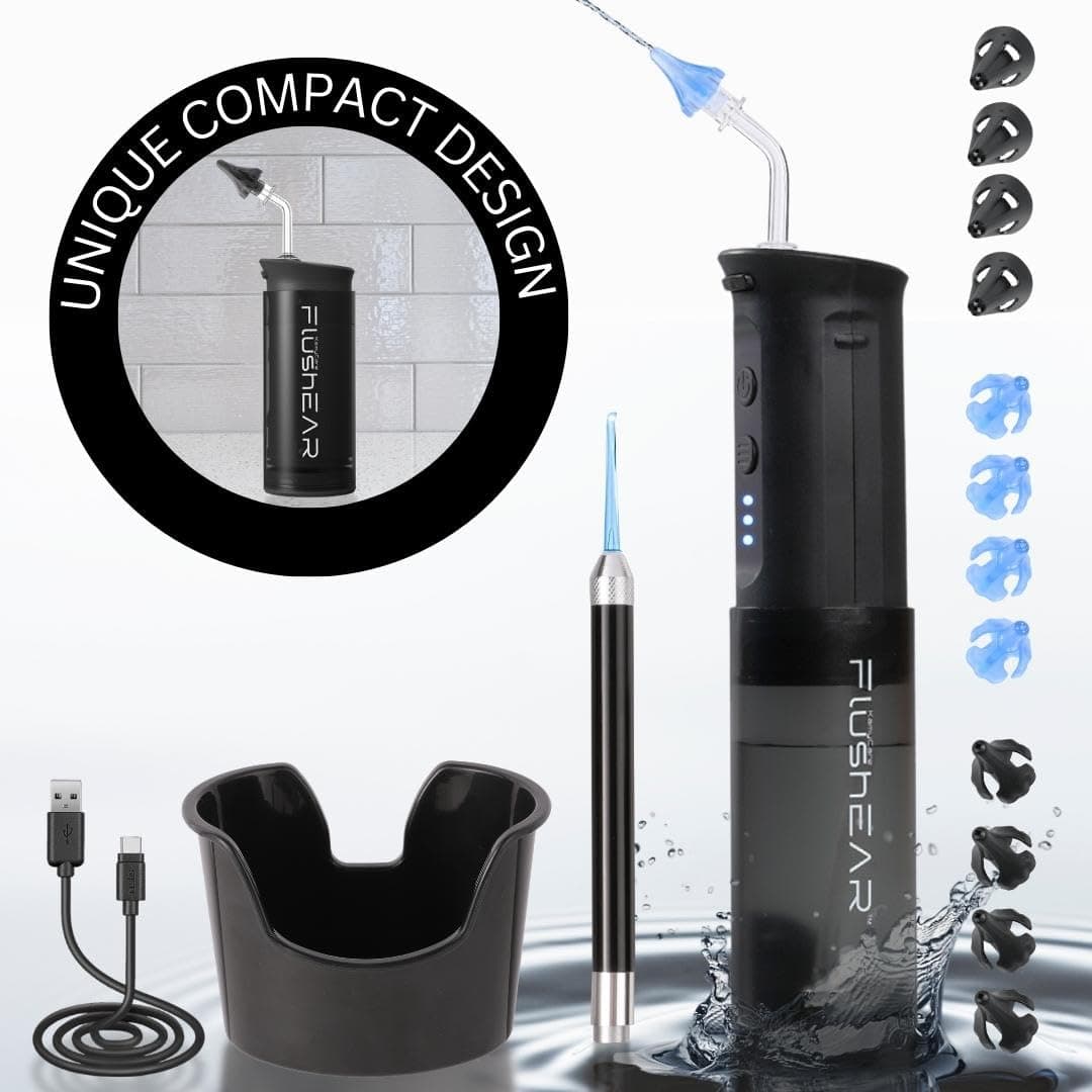 Water-Powered Ear Cleaner, 12 Reusable Tips, Safe & Effective Ear Wax Removal, Patent-Pending Technology Ear Wax Cleaner, 3 Pressure Modes, Easy to Use Ear Cleaning Kit, Flush Ear