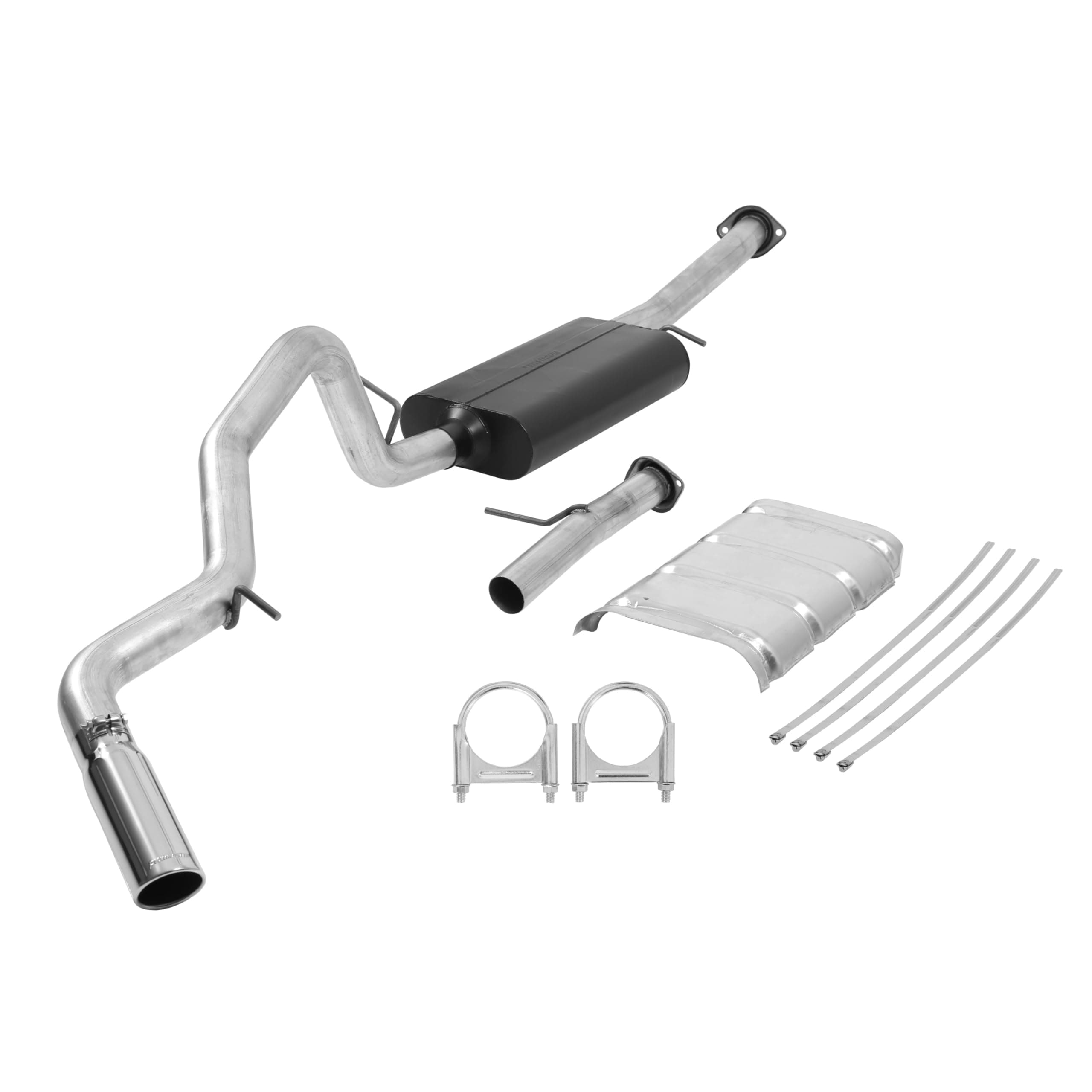 17344 Force II Cat-Back Exhaust Kit 3 Inch Aluminized Steel 3.5 Inch Polished 304 Stainless Steel Tip Compatible with 2000-2006 Chevy Tahoe GMC Yukon 4.8L 5.3L