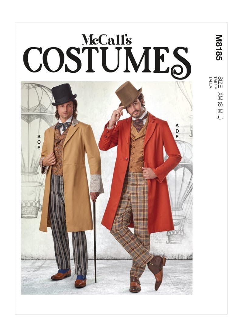 McCall M8185XM Men's Costume Sewing Pattern Kit, Victorian Gentleman, Code M8185, Sizes Small, Medium, Large
