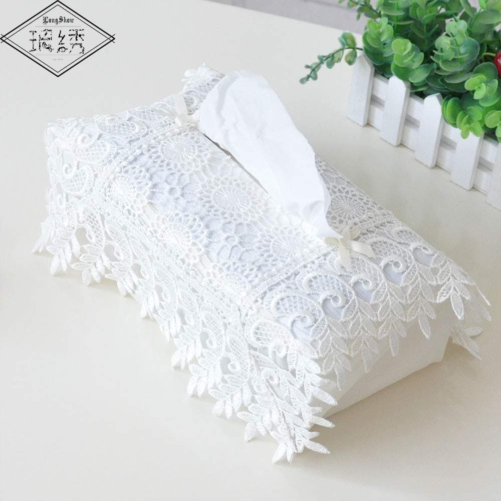 Creative Home Hotel Table Decorative Embroidered Lace Tissue Box Case Cover,6