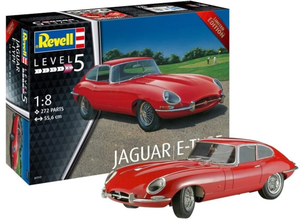 Revell 07717 Jaguar E-Type 1:8 Scale Unbuilt/Unpainted Plastic Model Kit