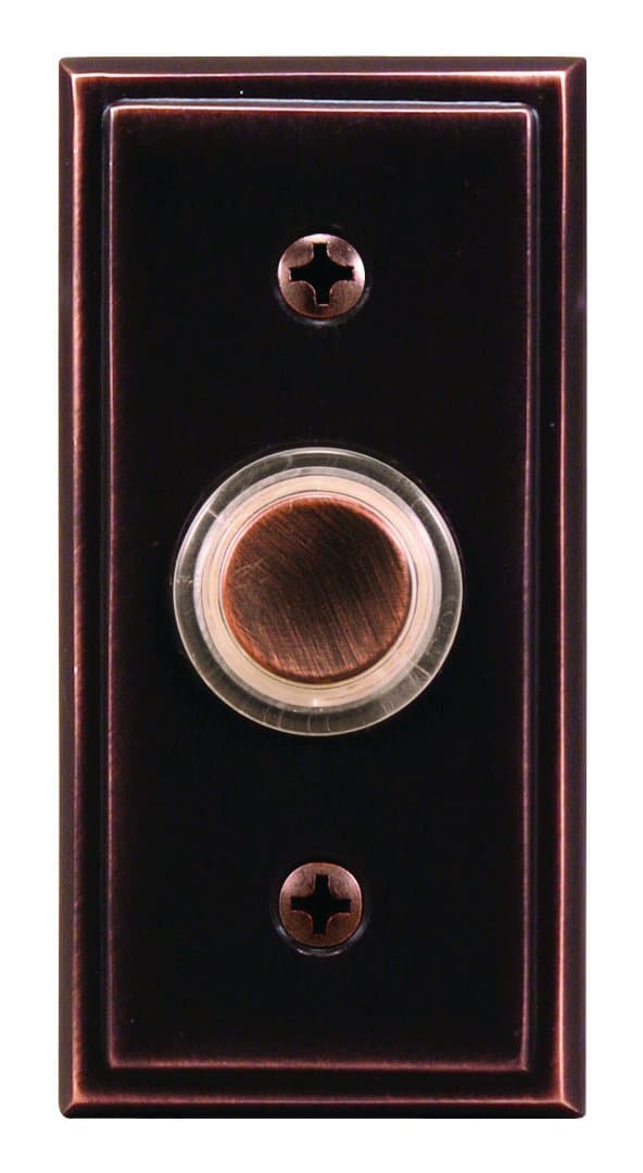 Heath Zenith SL-602-02 Wired Push Button with Recessed Mount and Halo-Lighted Center, Antique Copper