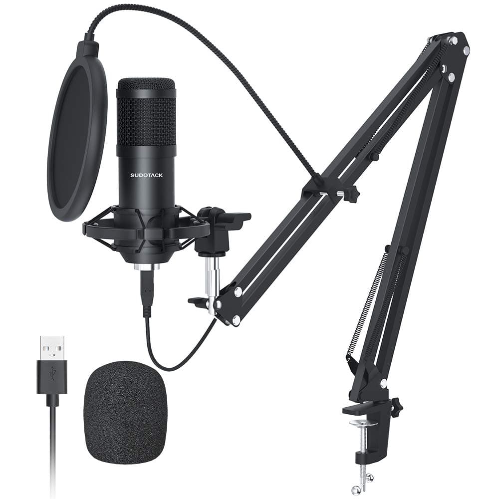 USB Condenser Podcast Microphone for PC: Studio Microphone Kit with 192KHz/24bit Professional Sound Chipset Cardioid for Recording, Streaming, Gaming, Voice-Over, YouTube, Twitch (ST-800)