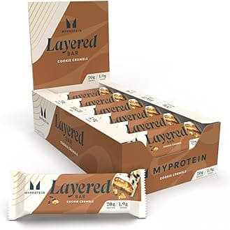 Layered Protein Bar - Cookie Crumbles Flavor, 20g Protein, Low Sugar & High Fibre, 12 x 60g Bars, Multilayered Snack for Active Lifestyles