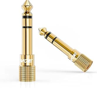 VCE 6.35mm (1/4 inch) Male to 3.5mm (1/8 inch) Female Stereo Audio Jack Adapter for Aux Cable, Guitar Amplifier, Headphone, 2 Pack