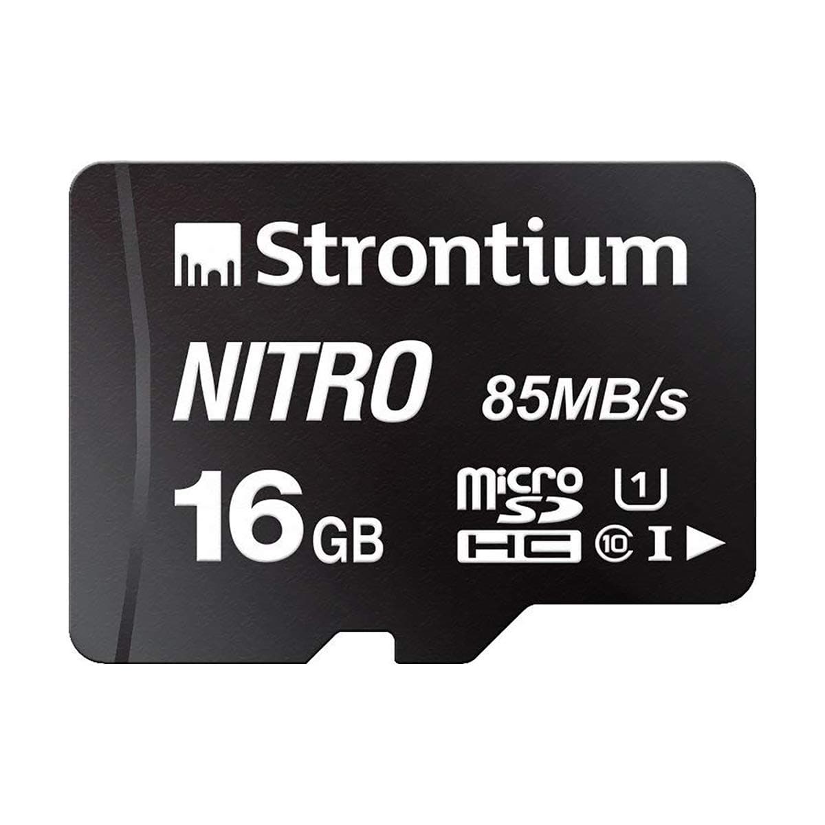 Strontium Nitro 16GB Micro SDHC Memory Card 85MB/s UHS-I U1 Class 10 w/ Adapter High Speed For Smartphones Tablets Drones Action Cams (SRN16GTFU1QA)