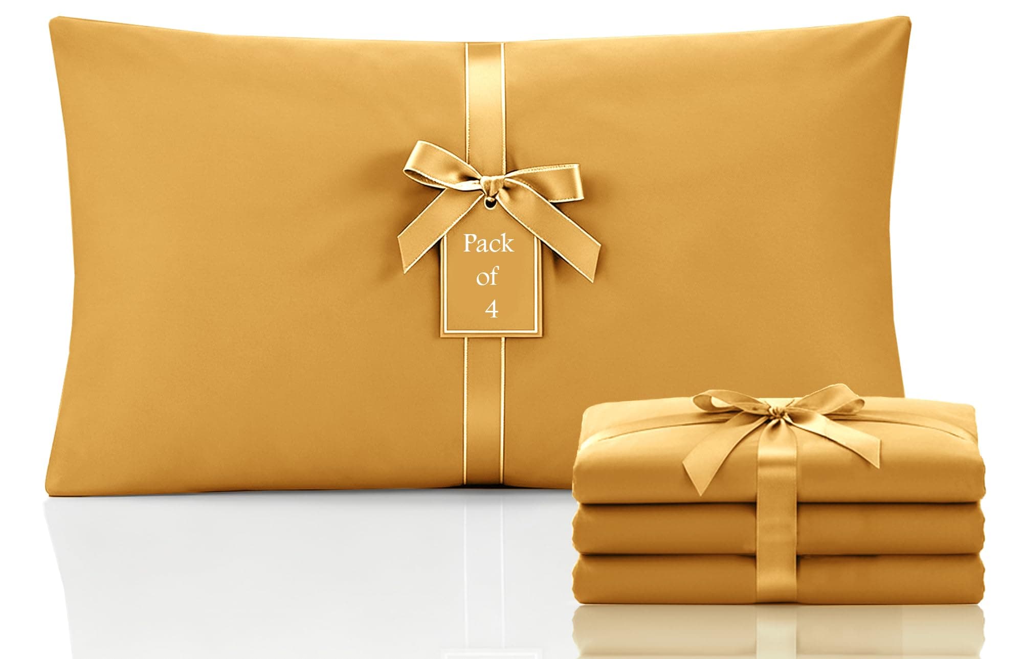 Moonlight Bedding Pillow Cases 4 Pack – Ochre Pillowcases Envelope Closure Super Soft Brushed Microfiber Standard House Wife Pillow Covers, (50 X 75 CM)