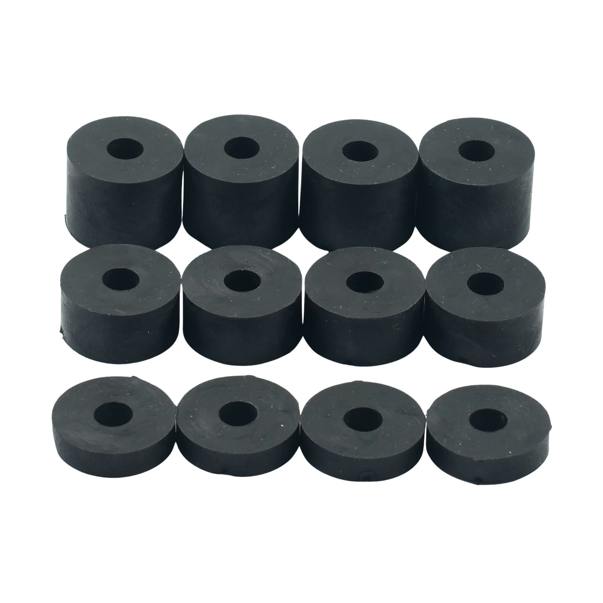 hawkeng 6mm (M6) Soft Rubber Spacers Standoff Washers Shore 45 (12 Pack) 4 x 15mm, 4 x 10mm, 2 x 5mm in Black