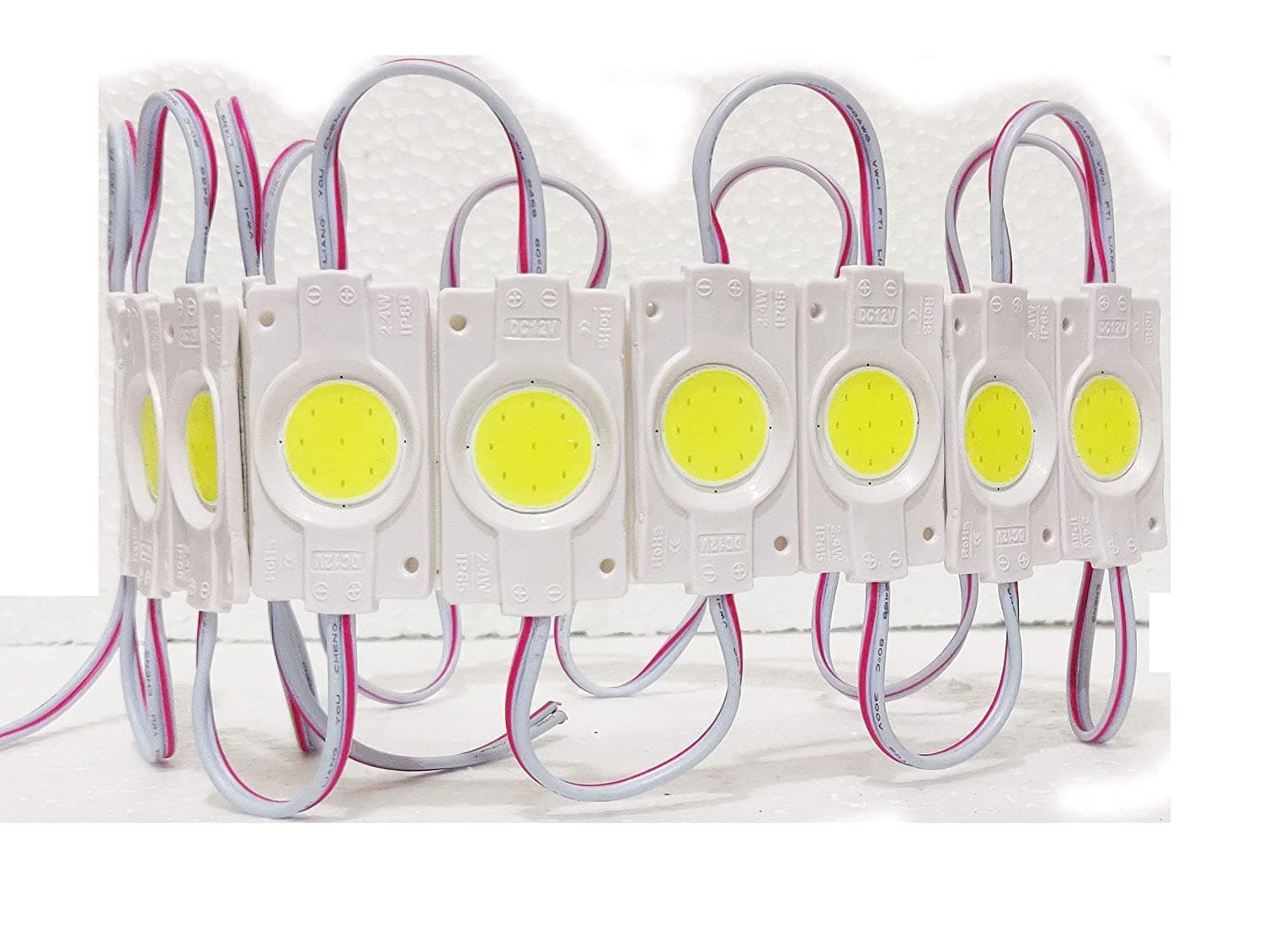 CUC Luvik COB LED Module Ultra Bright DC 12V Light / Lamp Bead Chip Waterproof, Double Adhesive Glue 5 Piece (Plastic,Circular,Battery Powered,White)