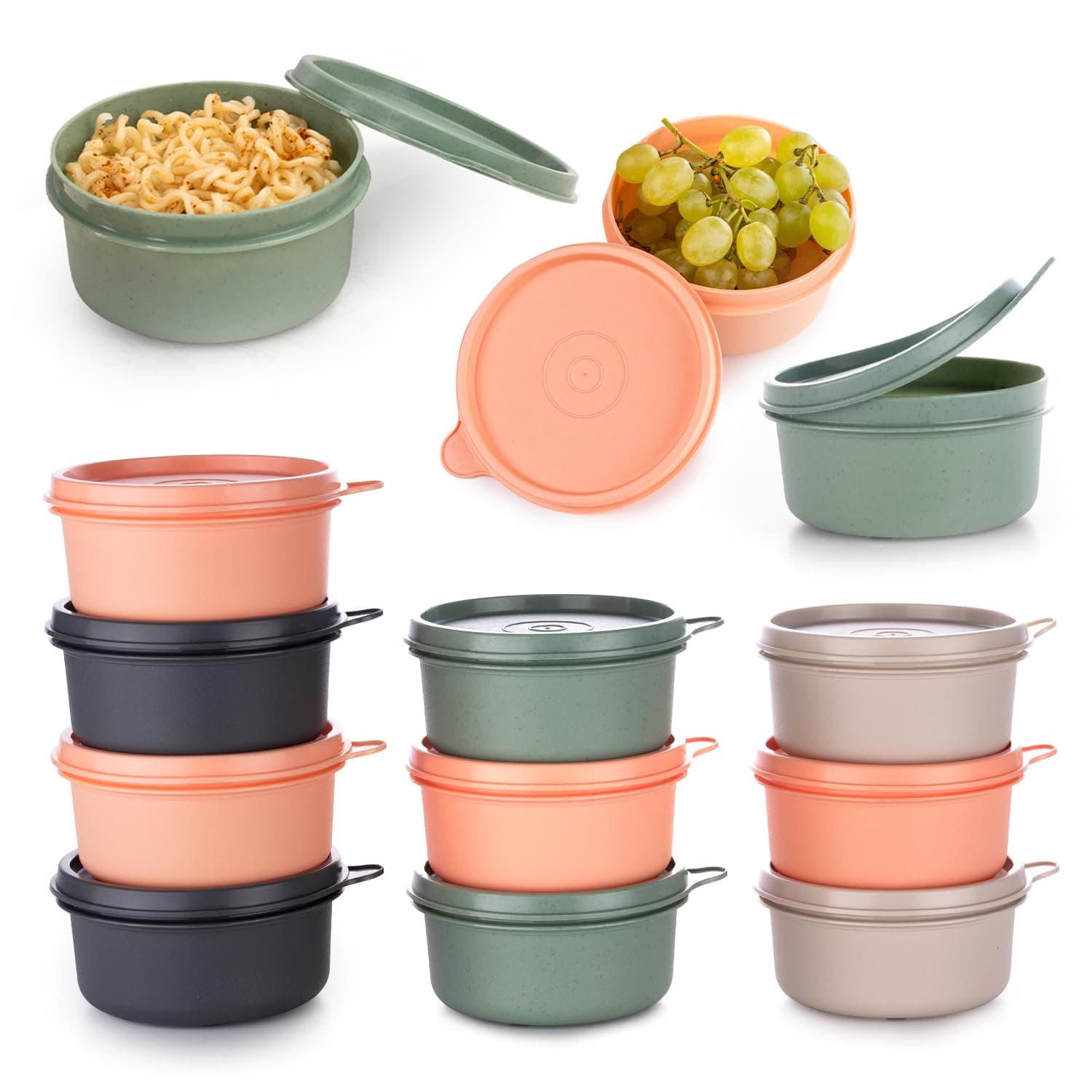 9 oz Small Round Food Storage Containers with Lids Set of 10, Airtight Leakproof Reusable, Plastic To Go Bento Box, Mini Lunch Box, Snack Storage Bowl, for Kitchen, Picnic