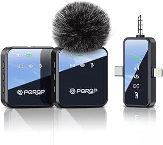 PQRQP 3 in 1 Microphone for iPhone/Android/Camera, Wireless Microphones, 328ft Transmission, 18H Battery Life, Mini Microphone for Record Interview, Vlogs, YouTube, Tiktok, Preamps