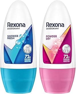 Rexona Shower Fresh Underarm Roll On Deodorant For Women|| 50 ml+Rexona Powder Dry Underarm Roll On Deodorant For Women|| 50 ml