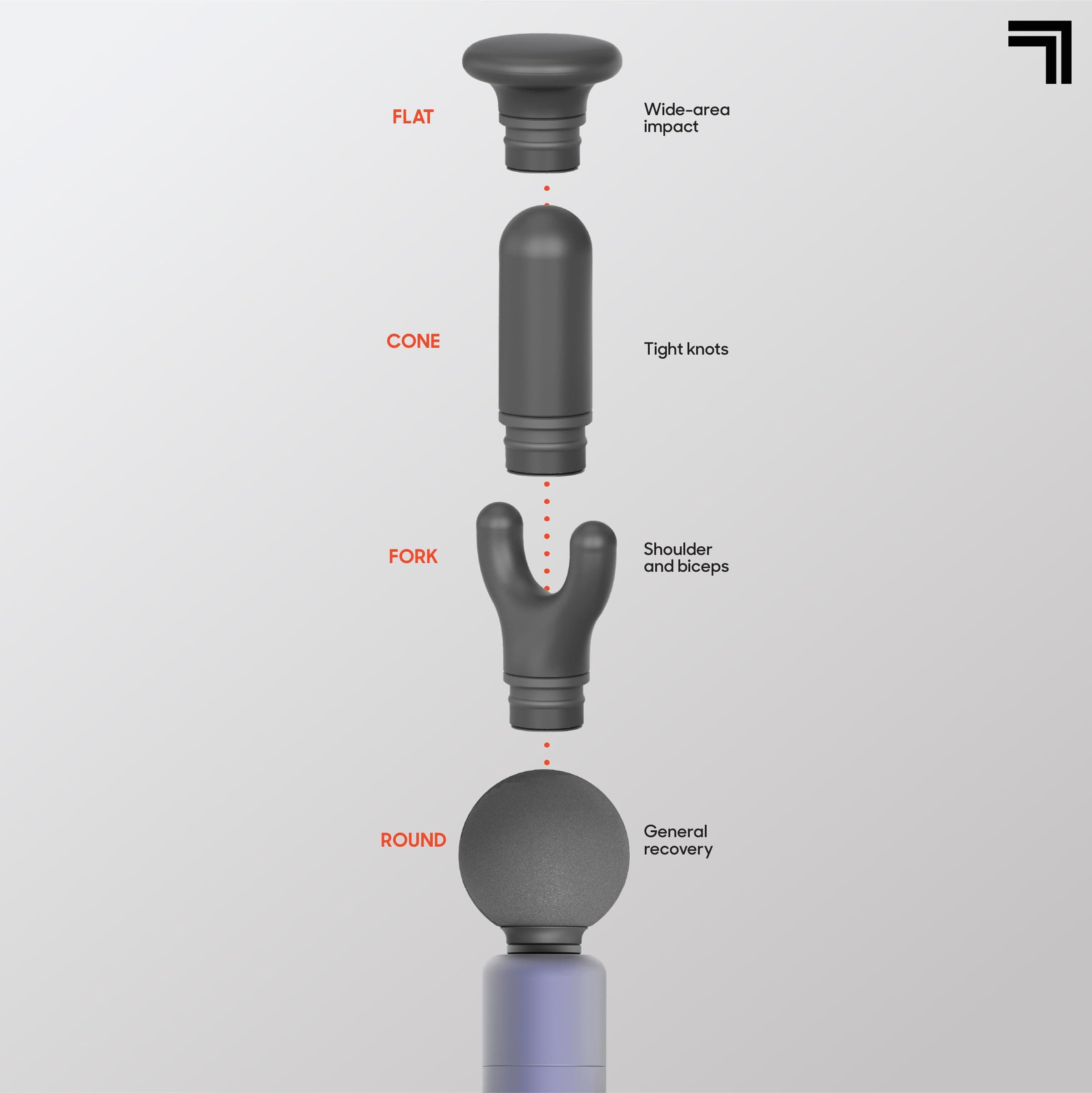 Sharper Image Powerboost Move 2.0 - Mini Percussion Massage Gun| 4 Attachments, 4 Speeds| Portable Full Body Back & Shoulder Massager| Muscle Recovery & Pain Relief| Deep Tissue Massage Tool Gift