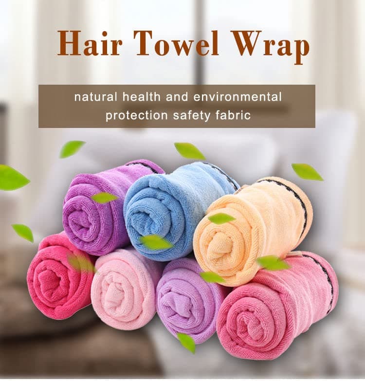 The E & J Way Microfiber Hair Towel – 2-Pack Hair Towel Wrap – Ultra Absorbing Quick Dry Hair Towels for Women – Modern Colors – Eco-Friendly and Long Lasting Fabric – Front Button Closure