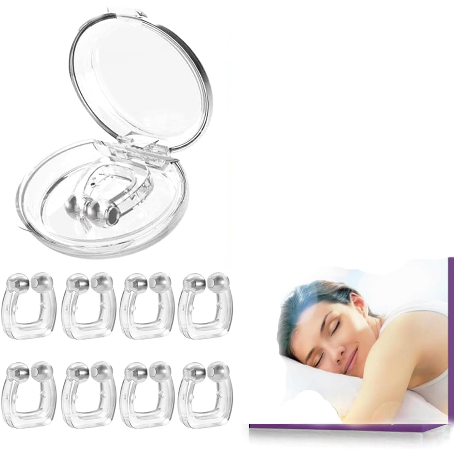 – Anti Snoring Devices, Silicone Magnetic Stop Snoring Solution, Comfortable & Professional Anti Snoring Nose Clip for Men and Women, 8PCS