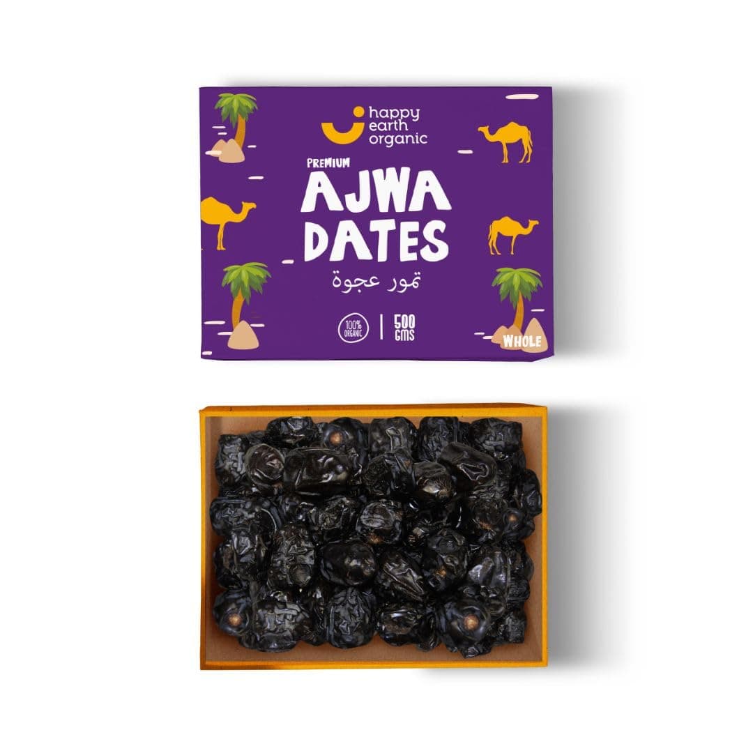 HAPPY EARTH ORGANIC AJWA DATES, 500g