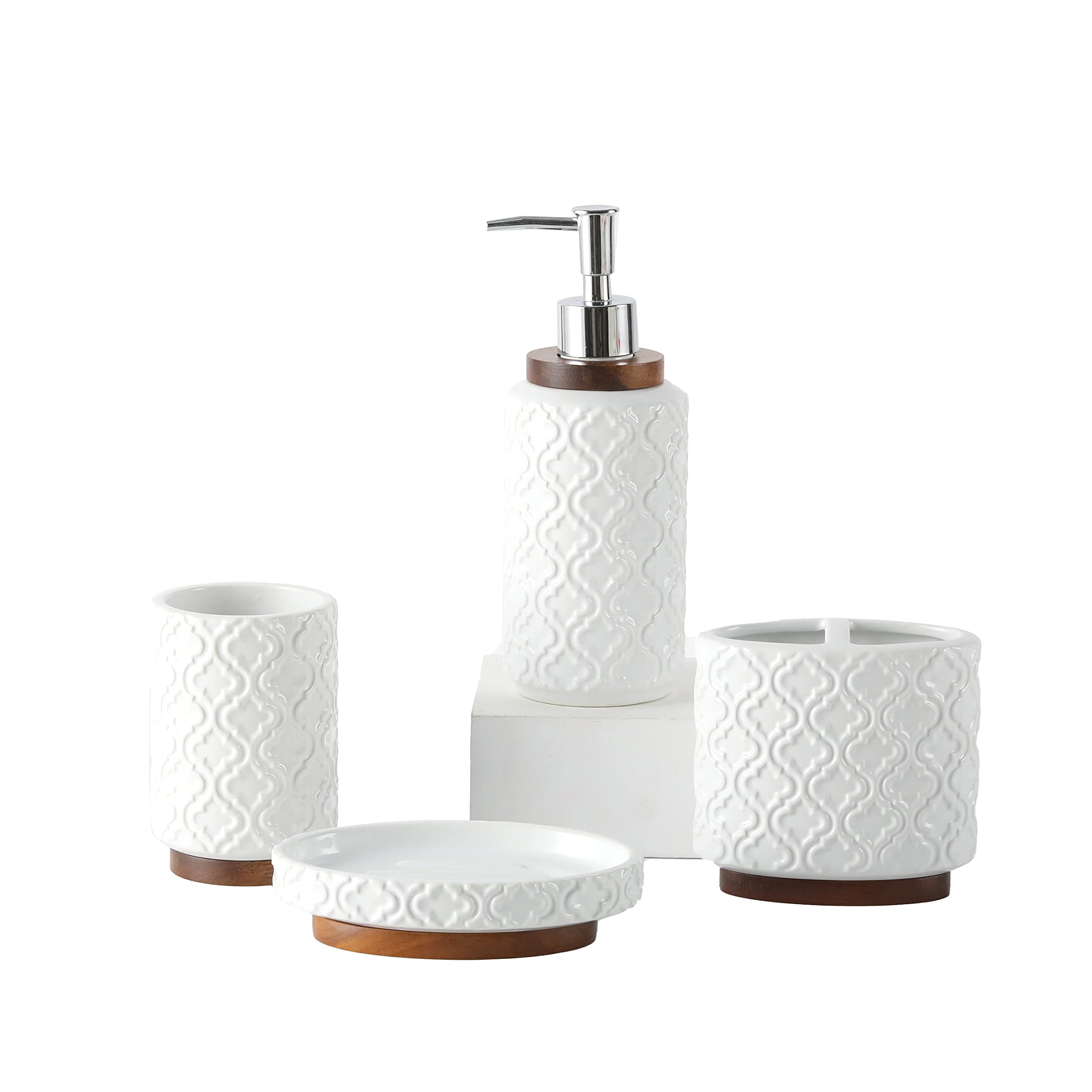 embossed ceramic bath set
