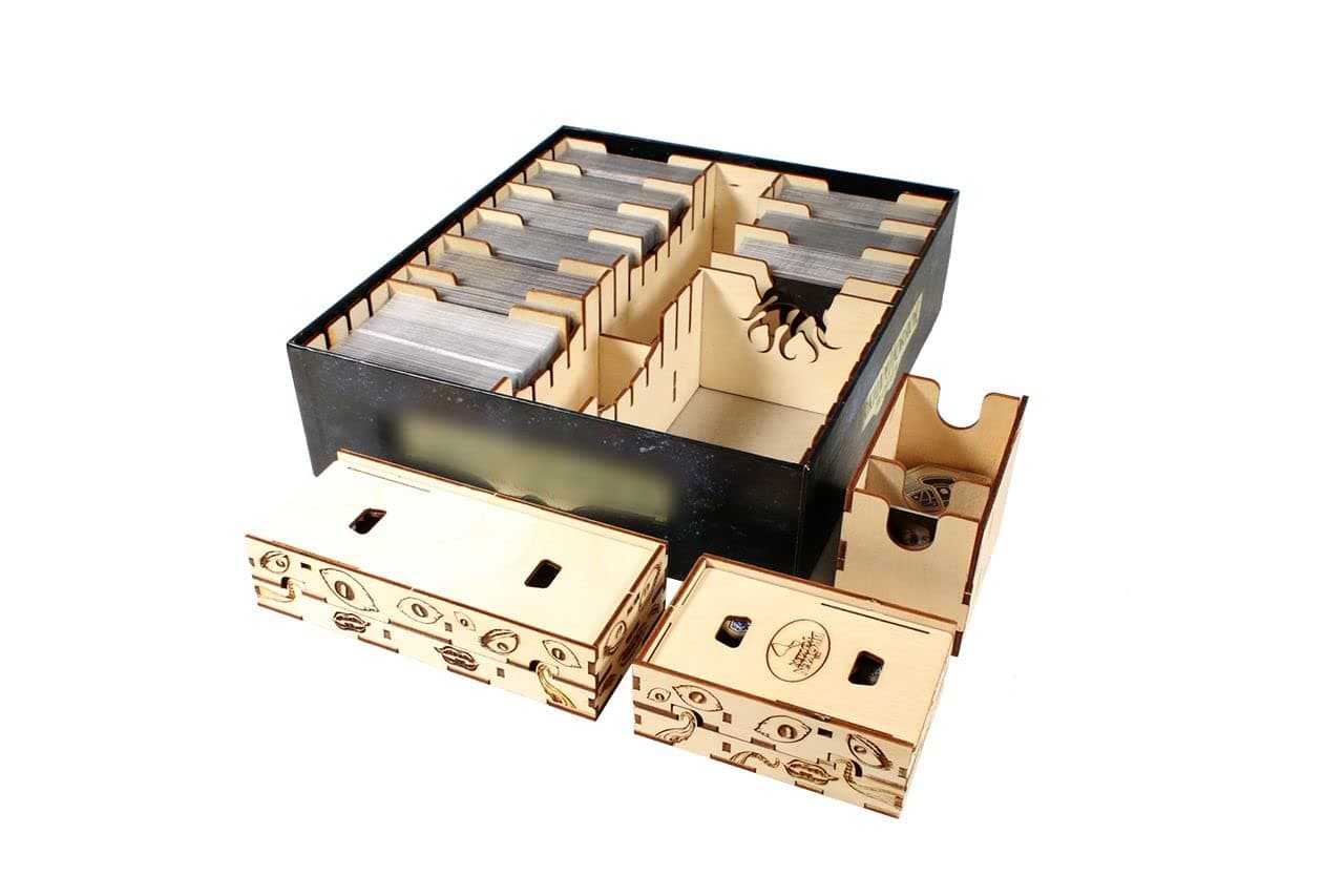 The Broken Token Game Organizer - Arkham Horror: The Card Game Revised Core Set Compatible Organizer, Wooden Storage Box for Tabletop Games