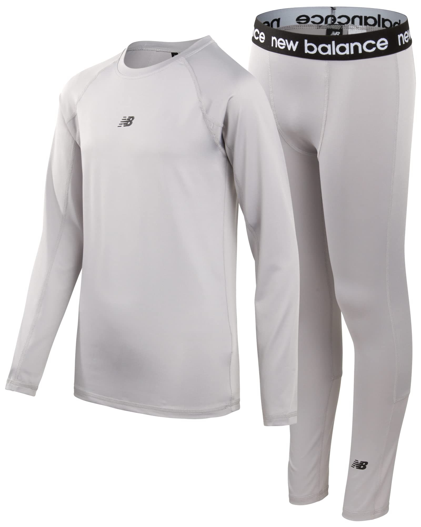 New BalanceBoys Performance Base Layer Set - 2 Piece Athletic Moisture-Wicking Long Sleeve T Shirt and Tights (Sizes: 8-20)