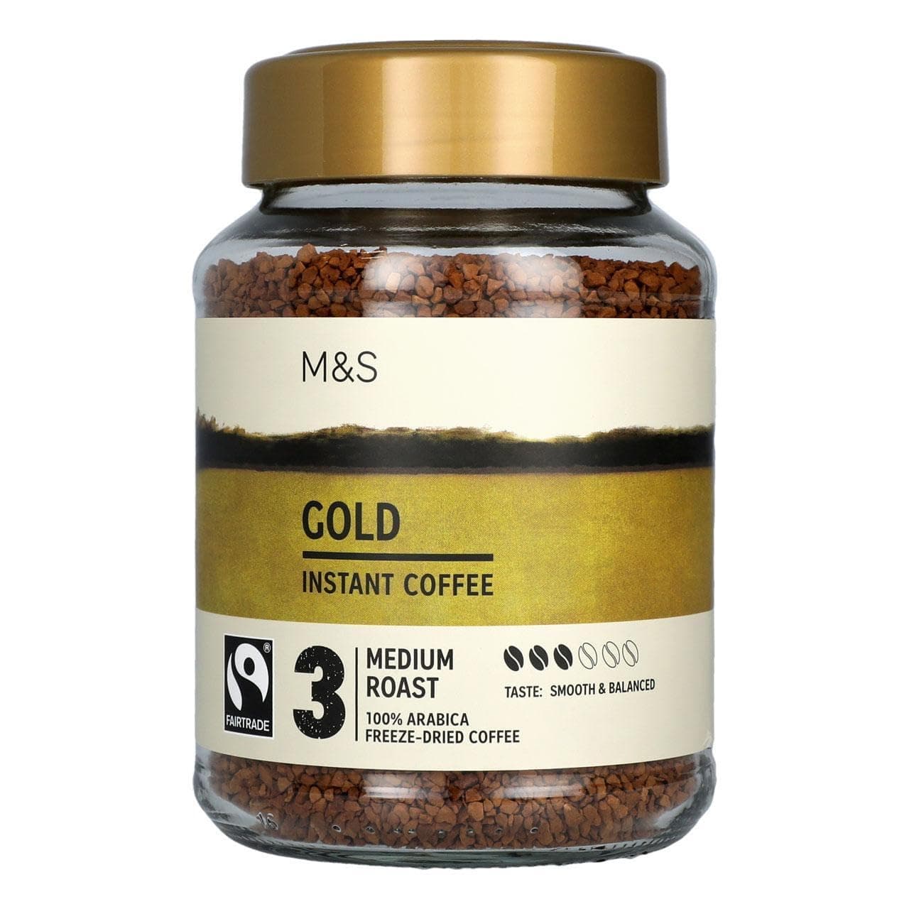 M&S Marks & Spencer Gold Medium Roast Instant Coffee, 100% Arabica Freeze-Dried, Fairtrade, 200g